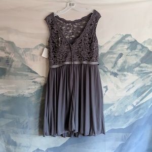 Short Lace & Mesh Dress (Pewter F17019)